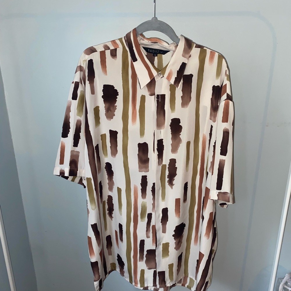 2X BAGAZIO abstract 90s "painting" casual button down